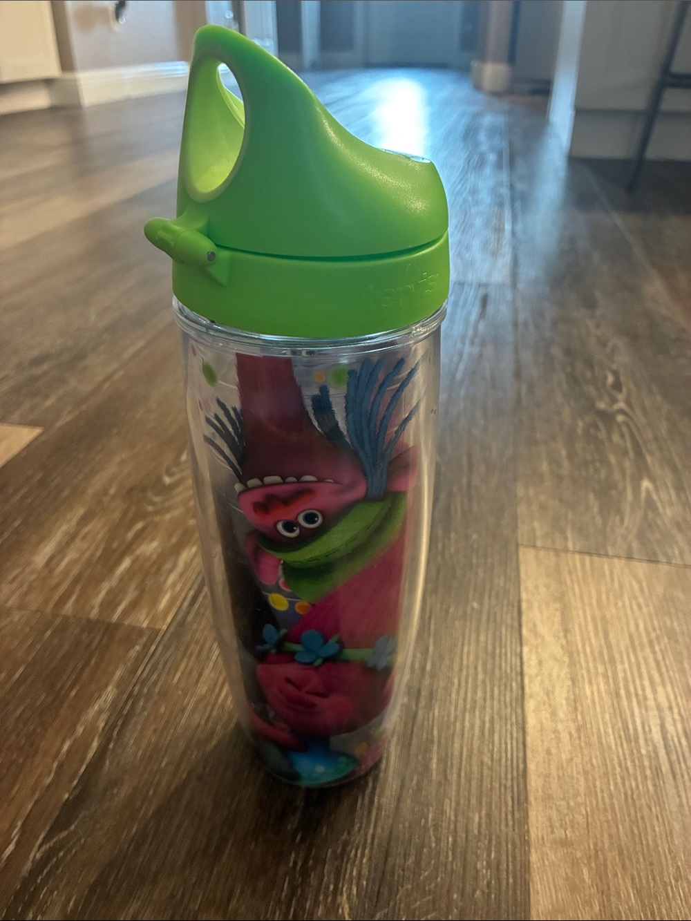tervis Green Kids Water Bottle with Pink Troll Graphic